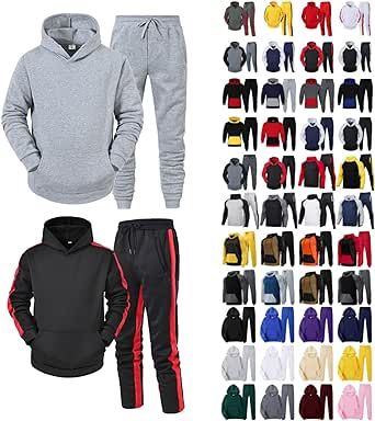 TTBDWiian Mens Track Suits 2 Piece Set Plus Size Jogger Sweatpants And Hooded Sweatshirts Outfits Warm Casual Fall Sweatsuits