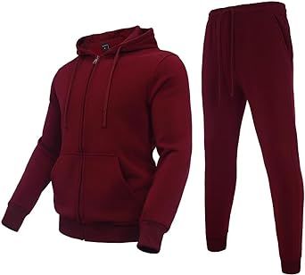 Megub fleece hooded outfits,tracksuit for men 2 pieces,casual sweatsuit set jogging suit outwear
