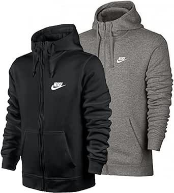 Nike Men's Sportswear Club Fleece Full Zip Hoodie, Fleece Zip-Up Hoodie Men, Black/Black/White, XL-T