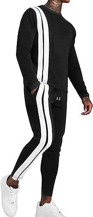 Babioboa Men's Long Tracksuit Basic T Shirt & Sweatpants set 2 Pockets Regular Two Piece Casual Daily Duty-off