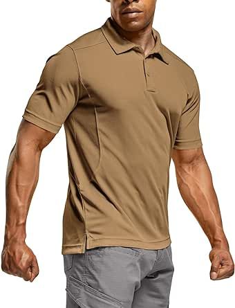 CQR Men's Polo Shirt, Long and Short Sleeve Tactical Shirts, Dry Fit Lightweight Golf Shirts, Outdoor UPF 50+ Pique Shirt