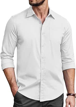 COOFANDY Mens Casual Button Down Shirts Wrinkle Free Long Sleeve Untucked Dress Shirt