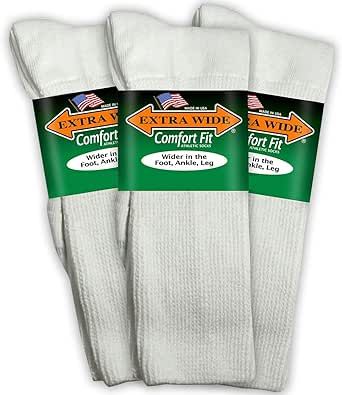 Extra Wide Comfort Fit Athletic Crew (Mid-Calf) Socks for Men and Women, For Wide Feet Pick your size, Do not size up