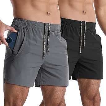 Lempue 2 Pack Mens Athletic Shorts 5 Inch Quick Dry Gym Workout Shorts Men Lightweight Sports Running Shorts with Pockets