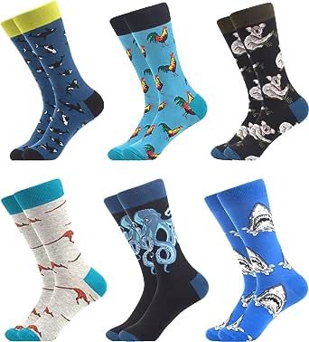 WeciBor Men's Funny Novelty Cotton Crew Socks - Shoe Size 9-11/10-13/13-16
