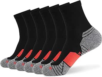 WANDER Men's Athletic Ankle Socks 6 Pairs Running Socks for Sport Low Cut Cycling Socks 6-9/10-12/12-14