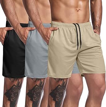 COOFANDY Men's 3 Pack Workout Gym Shorts Mesh Athletic Shorts Lightweight Bodybuilding Training Short Pants with Pockets