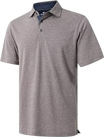 VEBOON Men's Polo Shirts Long and Short Sleeve Cotton Blend Heather Moisture Wicking Casual Collared Shirts