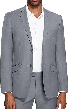 CHAMA Men's Super 140's 100% Wool 2 Piece Suit Set, Classic Fit Two Button Suit Jacket Blazer & Pants Set Suit