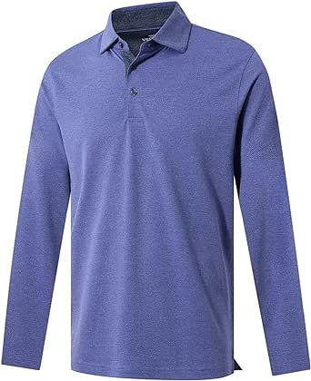 VEBOON Men's Polo Shirts Long and Short Sleeve Cotton Blend Heather Moisture Wicking Casual Collared Shirts