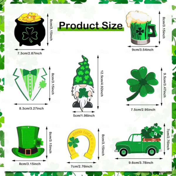 24pcs St. Patrick's Day Ornaments Wooden St. Patricks Day Decorations Lucky Hanging Ornament Hanging Wishes Craft for Tree Shamrock Wall Decoration 8