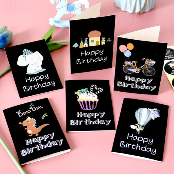 6pcs/sets Happy Birthday Card Cute Cartoon Dinosaur Cake Gift Postcard with Envelope Sticker Birthday Party Invitation Greeting Card. 2024 - US $5.99