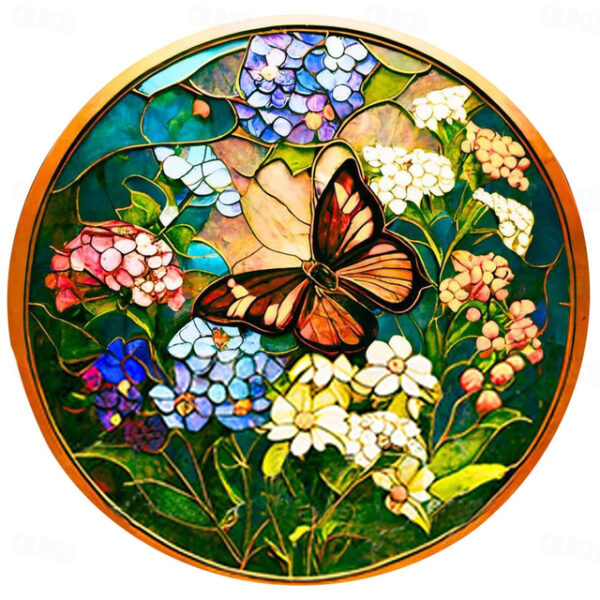 Butterfly Faux Stained Glass Window Cling Suncatcher, Round Dragonfly Wreath Glass, Butterfly Wreath Acrylic Plate Decoration 2025 - US $9.49