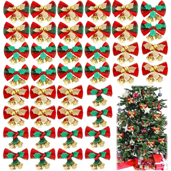 Christmas Bow, Christmas Wreath Christmas Tree Decoration Gifts, with Iron Bells 2025 - US $5.99