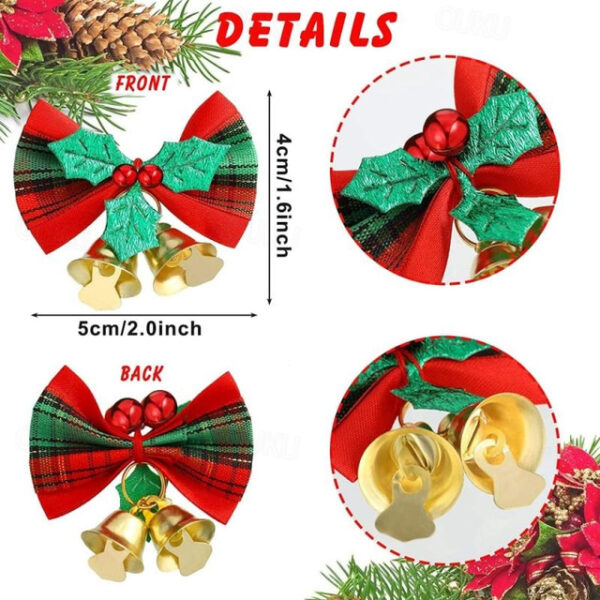 Christmas Bow, Christmas Wreath Christmas Tree Decoration Gifts, with Iron Bells 2025 - US $5.99