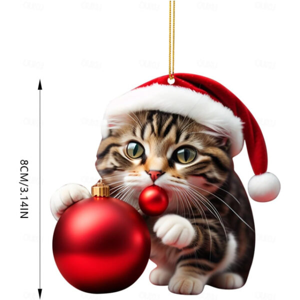 Christmas Cat Ornament,Acrylic 2D Flat Printed Xmas Tree Ornament and Car Rear View Mirror Accessories for Cat Lover 2025 - US $2.99