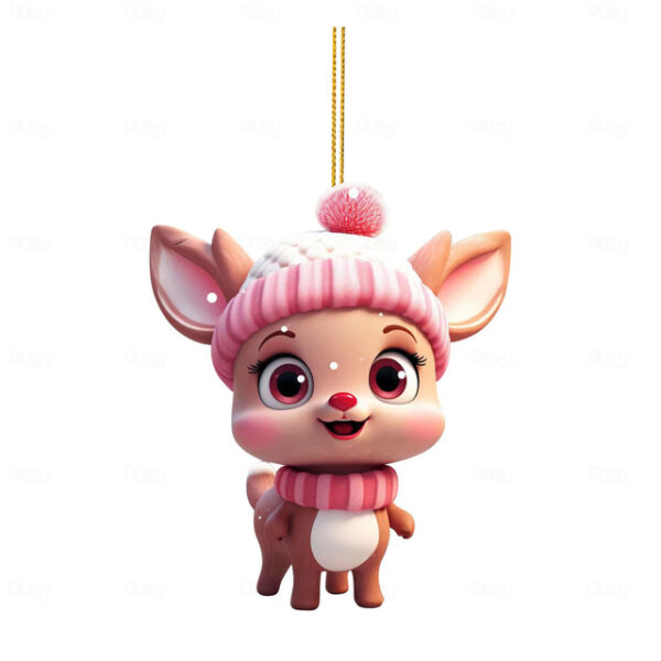 Christmas Ornaments Little Deer Happy Christmas Tree Decoration Pink Deer 2D Acrylic Creative Christmas Decoration Pendant Xmas Gift 2025 - US $2.99