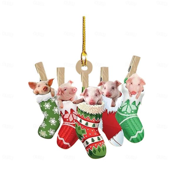 Christmas Tree Decorations, Sloths Elephants Pigs Sharks Flat Car Hanging Pendants, Home Decor Xmas Decor Gift 2025 - US $5.99