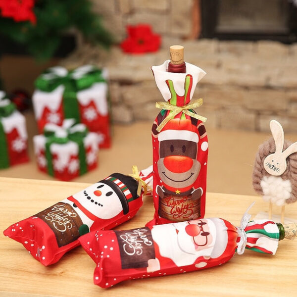 Christmas Wine Bottle Cover Drill Merry Xmas Drawstring Bag New Year Table Decoration 2025 - US $4.99