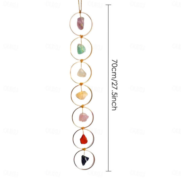 Colored Glass 7 Chakra Gemstone Wall Decor, Meditation Hanging Ornament for Home Decor, Good Luck Reiki Yoga Meditation Wall Hanger (Random Color and