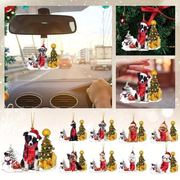 Creative New Car Pendant Christmas Dog Snowman Ornament Christmas Tree Pendant Acrylic Backpack Pendant Xmas Gift 2025 - US $4.99