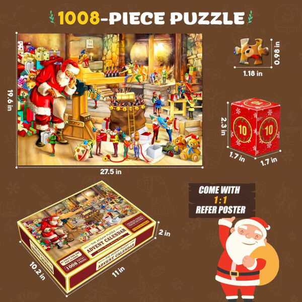 Jigsaw Puzzle Advent Calendar 2024-1008 Pieces Jigsaw Puzzle for Adult Kids,24 Days Countdown Calendar,The Birth of Jesus,Family Game Puzzle,Christmas