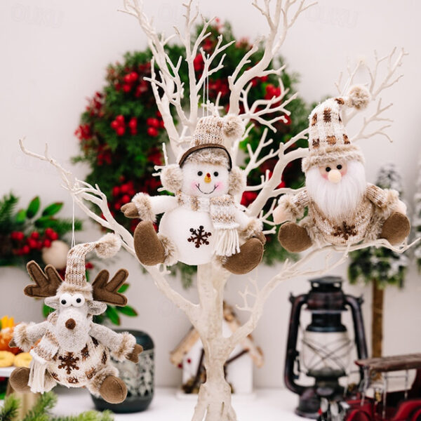 Knitted Christmas Ornaments, Christmas Decoration Xmas Party Santa Snowman Reindeer Figurines, Children's Gifts and Tree Hangings 2025 - US $8.49