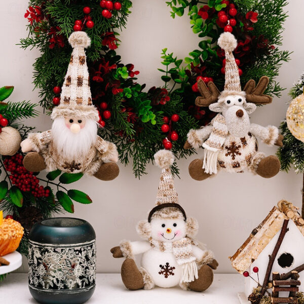 Knitted Christmas Ornaments, Christmas Decoration Xmas Party Santa Snowman Reindeer Figurines, Children's Gifts and Tree Hangings 2025 - US $8.49