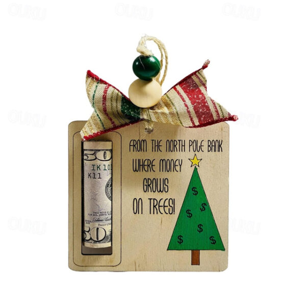 Money Grows On Trees Holder Christmas Ornament - Custom Pine Tree Money Holder Ornaments for Christmas - Cash Holder Wooden Ornament - Money Grown On