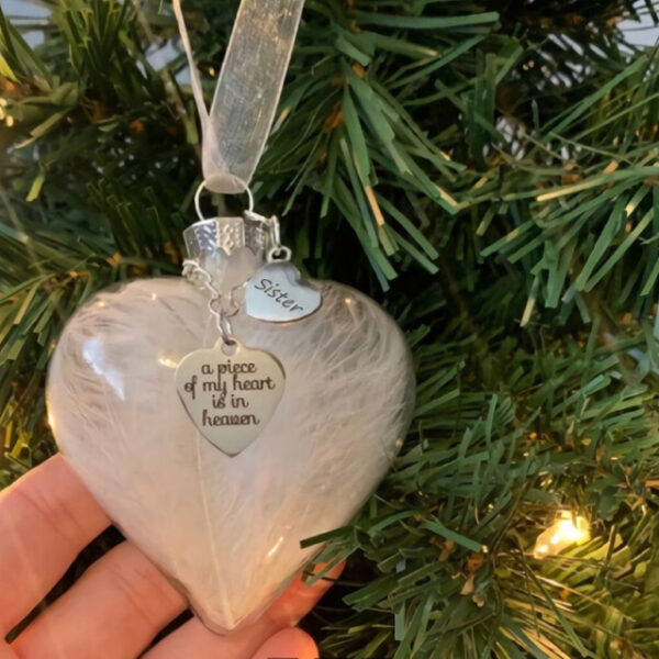 My Heart Is In Heaven Memorial Pendant Name Ornament Keepsake Feather Plastic Ball Ornament, Valentines Day Gift 2025 - US $7.49