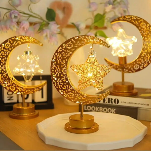 Ramadan Star Shape Table Lamp Eid Al-fitr Festive Atmosphere Decor Night Light AA Battery Powered Ramadan Holiday Living Room Bedroom Decoration 2025