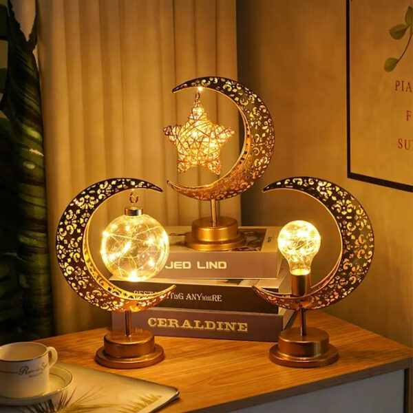 Ramadan Star Shape Table Lamp Eid Al-fitr Festive Atmosphere Decor Night Light AA Battery Powered Ramadan Holiday Living Room Bedroom Decoration 2025