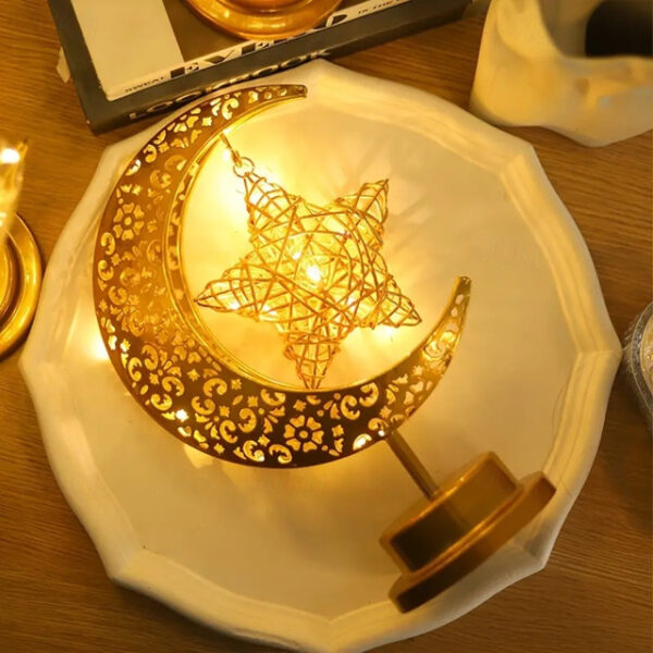 Ramadan Star Shape Table Lamp Eid Al-fitr Festive Atmosphere Decor Night Light AA Battery Powered Ramadan Holiday Living Room Bedroom Decoration 2025