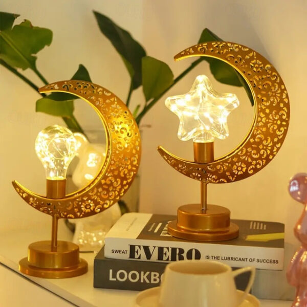 Ramadan Star Shape Table Lamp Eid Al-fitr Festive Atmosphere Decor Night Light AA Battery Powered Ramadan Holiday Living Room Bedroom Decoration 2025