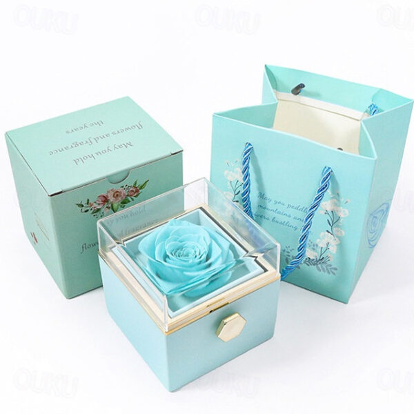 Real Eternal Rose Rotating Gift Box Set Romantic Eternal Flower | Birthday, Mothers Day, Gifts for Women, Valentine's Day Gift 2025 - US $20.99