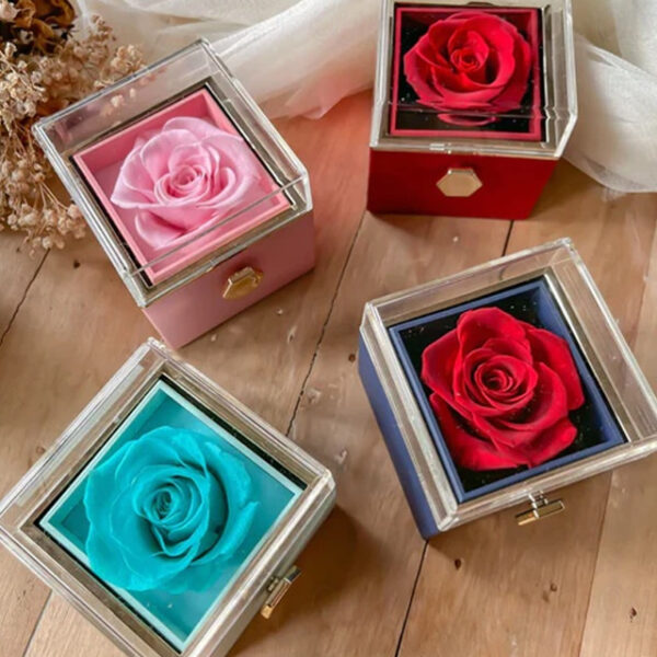 Real Eternal Rose Rotating Gift Box Set Romantic Eternal Flower | Birthday, Mothers Day, Gifts for Women, Valentine's Day Gift 2025 - US $20.99