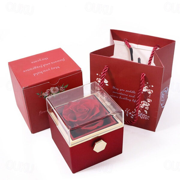 Real Eternal Rose Rotating Gift Box Set Romantic Eternal Flower | Birthday, Mothers Day, Gifts for Women, Valentine's Day Gift 2025 - US $20.99