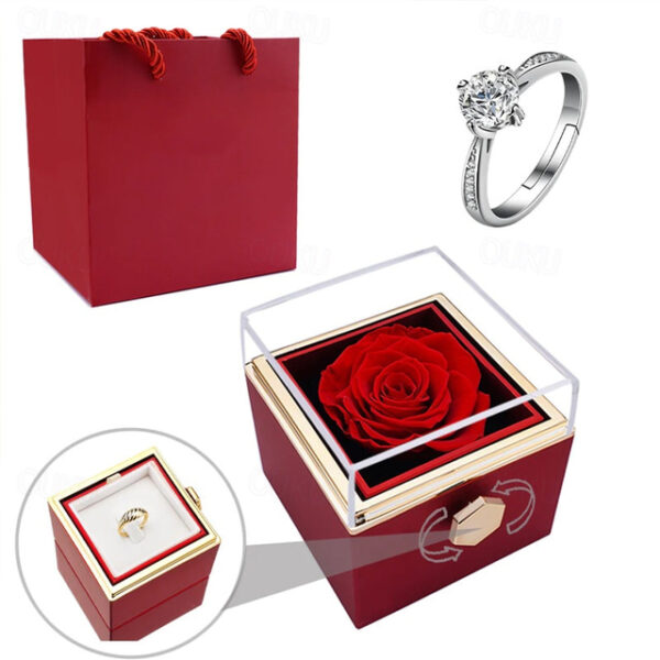 Real Eternal Rose Rotating Gift Box Set Romantic Eternal Flower | Birthday, Mothers Day, Gifts for Women, Valentine's Day Gift 2025 - US $20.99