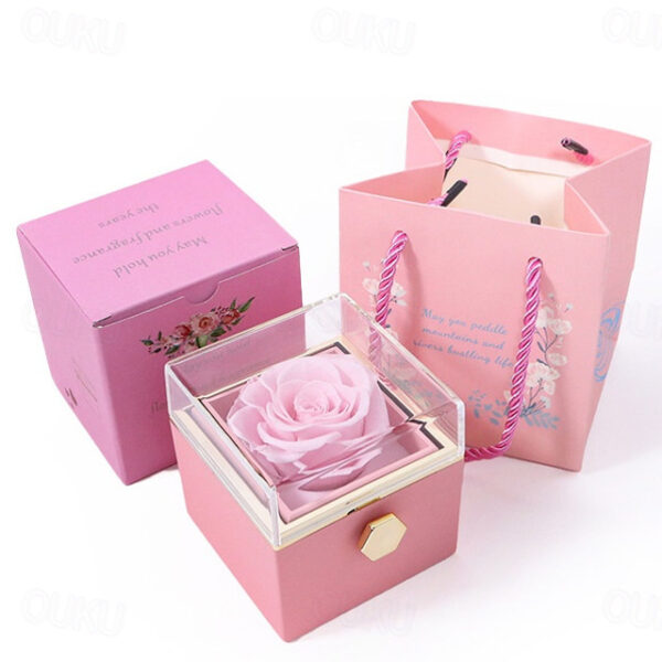 Real Eternal Rose Rotating Gift Box Set Romantic Eternal Flower | Birthday, Mothers Day, Gifts for Women, Valentine's Day Gift 2025 - US $20.99