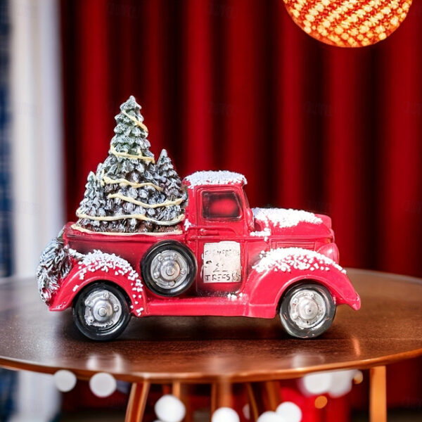 Red Farm Truck Christmas Centerpiece 2024 Farmhouse Old Red Pickup Truck for Christmas Decoration Holidays Home Furnishing Decoration Christmas Truck