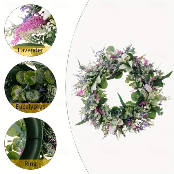 Spring Wreath with Artificial Lavender and Eucalyptus - Rustic Front Door or Wall Hanging Decoration 2025 - US $24.99